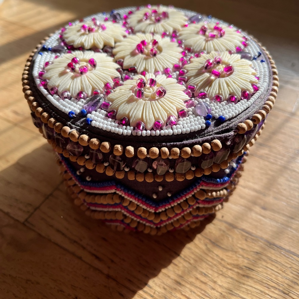 Anthropologie Handcrafted Beaded Jewelry Box